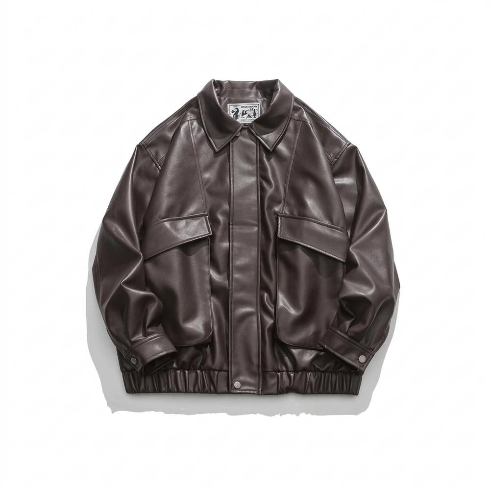Gentleman Code - Dulik | Gefütterte Kastig Geschnittene Lederjacke Unisex