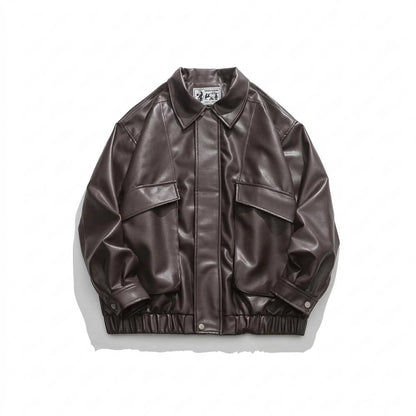 Gentleman Code - Dulik | Gefütterte Kastig Geschnittene Lederjacke Unisex