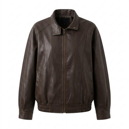 Gentleman Code - Eefiv | Oversized Reißverschluss Lederjacke Damen