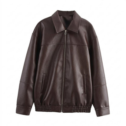 Gentleman Code - Yonid | Gefütterte Locker Geschnittene Lederjacke Unisex