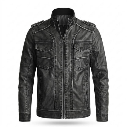 Gentleman Code - Zemer | Gesteppt Gewaschen Lederjacke Herren