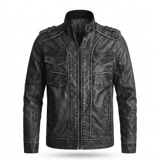 Gentleman Code - Zemer | Gesteppt Gewaschen Lederjacke Herren