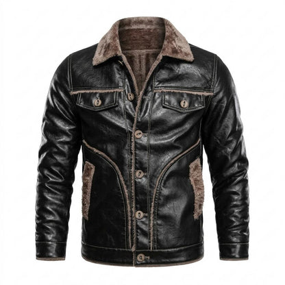 Gentleman Code - Velan | Gefüttert Geknöpft Lederjacke Herren
