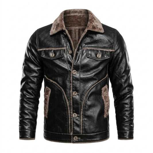 Gentleman Code - Velan | Gefüttert Geknöpft Lederjacke Herren
