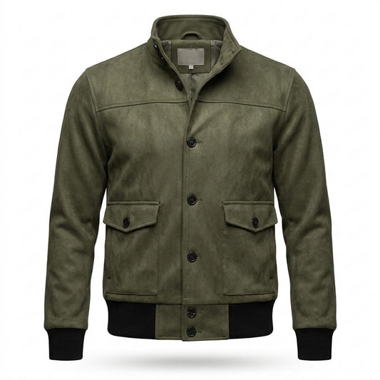Gentleman Code - Mewat | Geknöpfte Langärmelige Wildleder-Jacke Herren