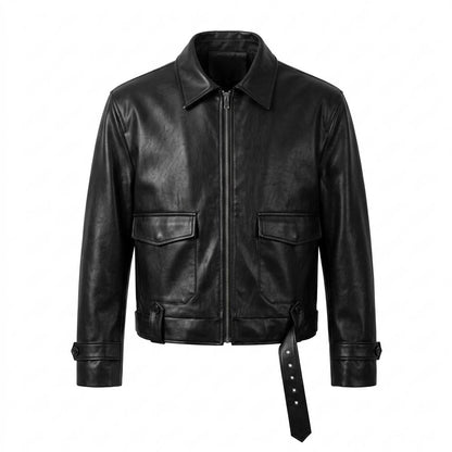 Gentleman Code - Muban | Glatte Reißverschließbare Lederjacke Herren