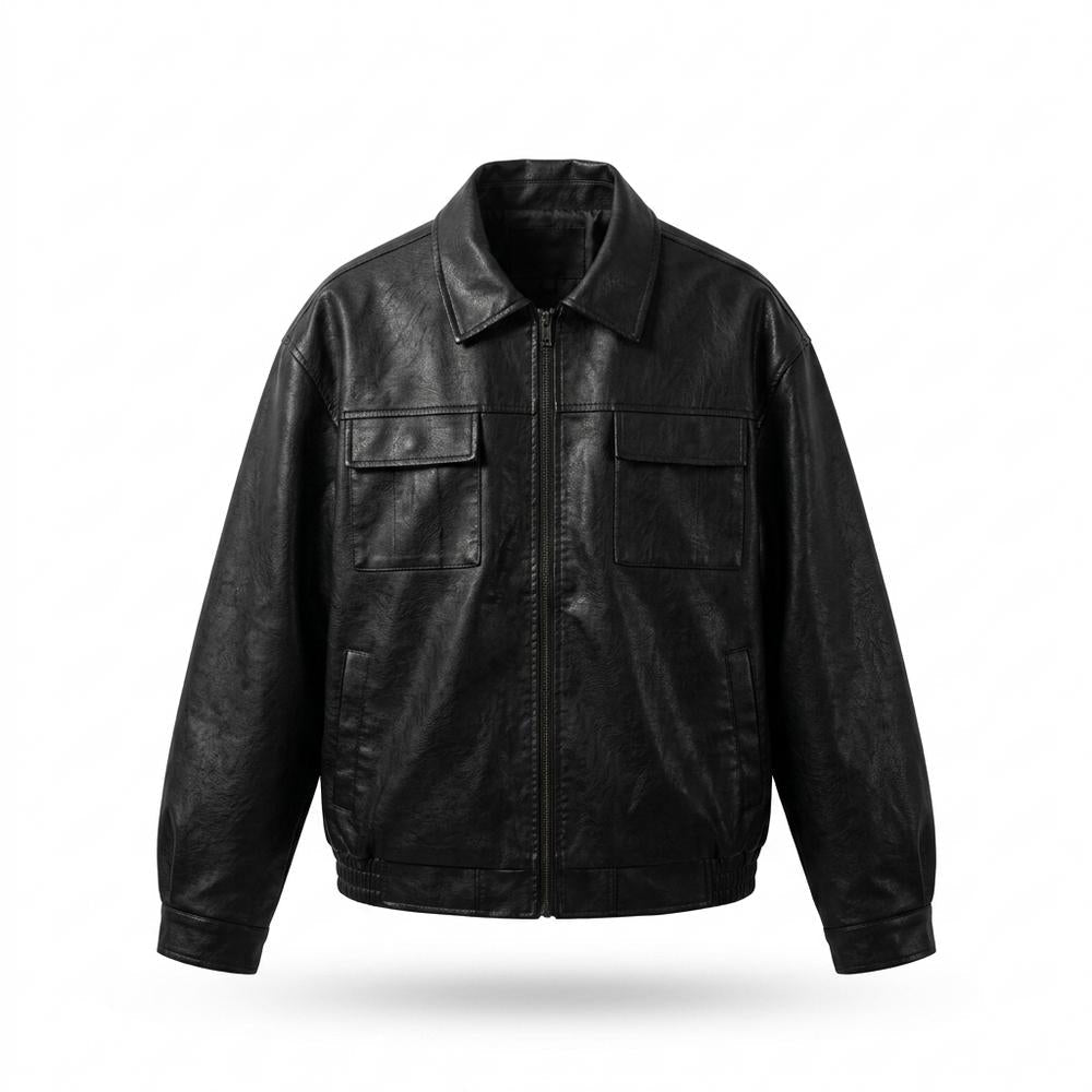 Gentleman Code - Rolav | Strukturiert Gefüttert Lederjacke Unisex