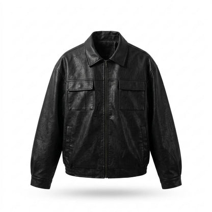 Gentleman Code - Rolav | Strukturiert Gefüttert Lederjacke Unisex