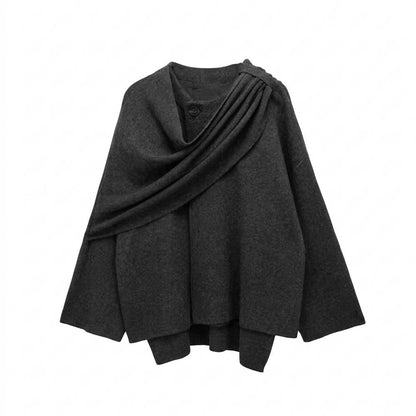 Gentleman Code - Lelur | Asymmetrischer Drapierter Mantel Damen