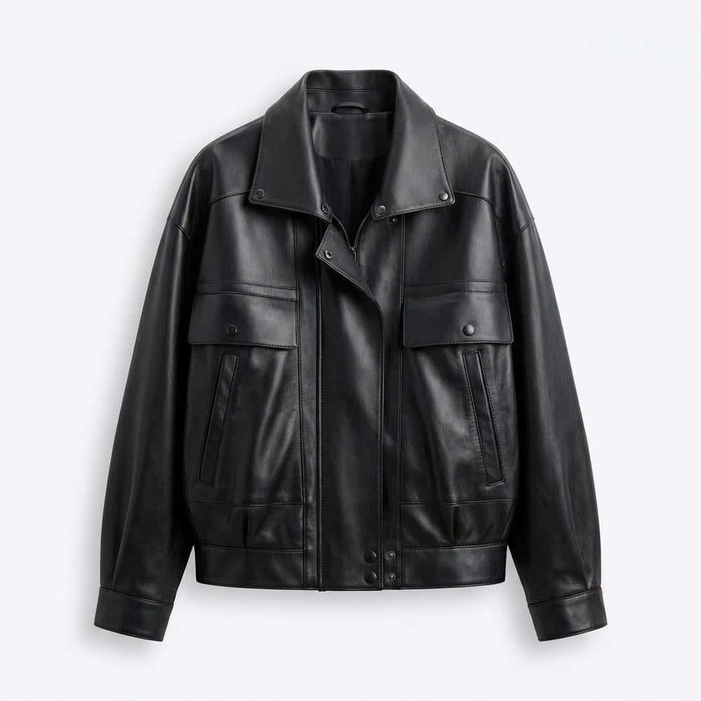 Gentleman Code - Zelid | Weit Geschnittene Blousonartige Lederjacke Unisex