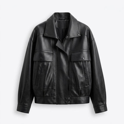 Gentleman Code - Zelid | Weit Geschnittene Blousonartige Lederjacke Unisex