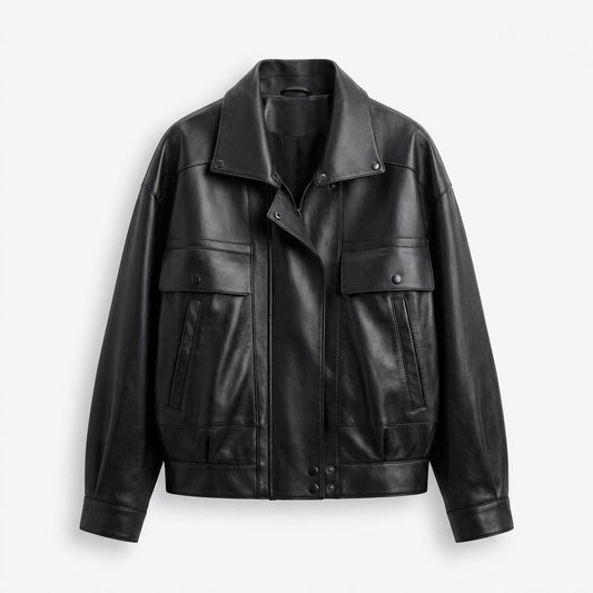 Gentleman Code - Zelid | Weit Geschnittene Blousonartige Lederjacke Unisex
