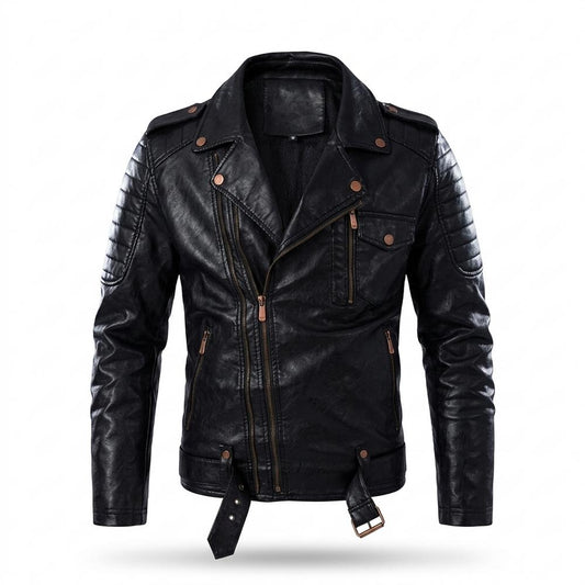 Gentleman Code - Mewev | Asymmetrisch Gesteppt Lederjacke Herren