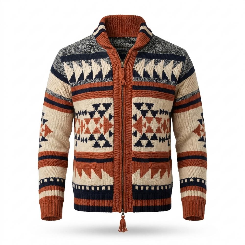 Gentleman Code - Yuhik | Gemusterte Grobstrick Strickjacke Herren