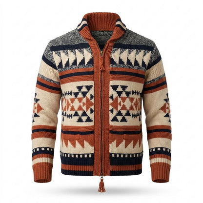 Gentleman Code - Yuhik | Gemusterte Grobstrick Strickjacke Herren