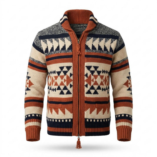 Gentleman Code - Yuhik | Gemusterte Grobstrick Strickjacke Herren