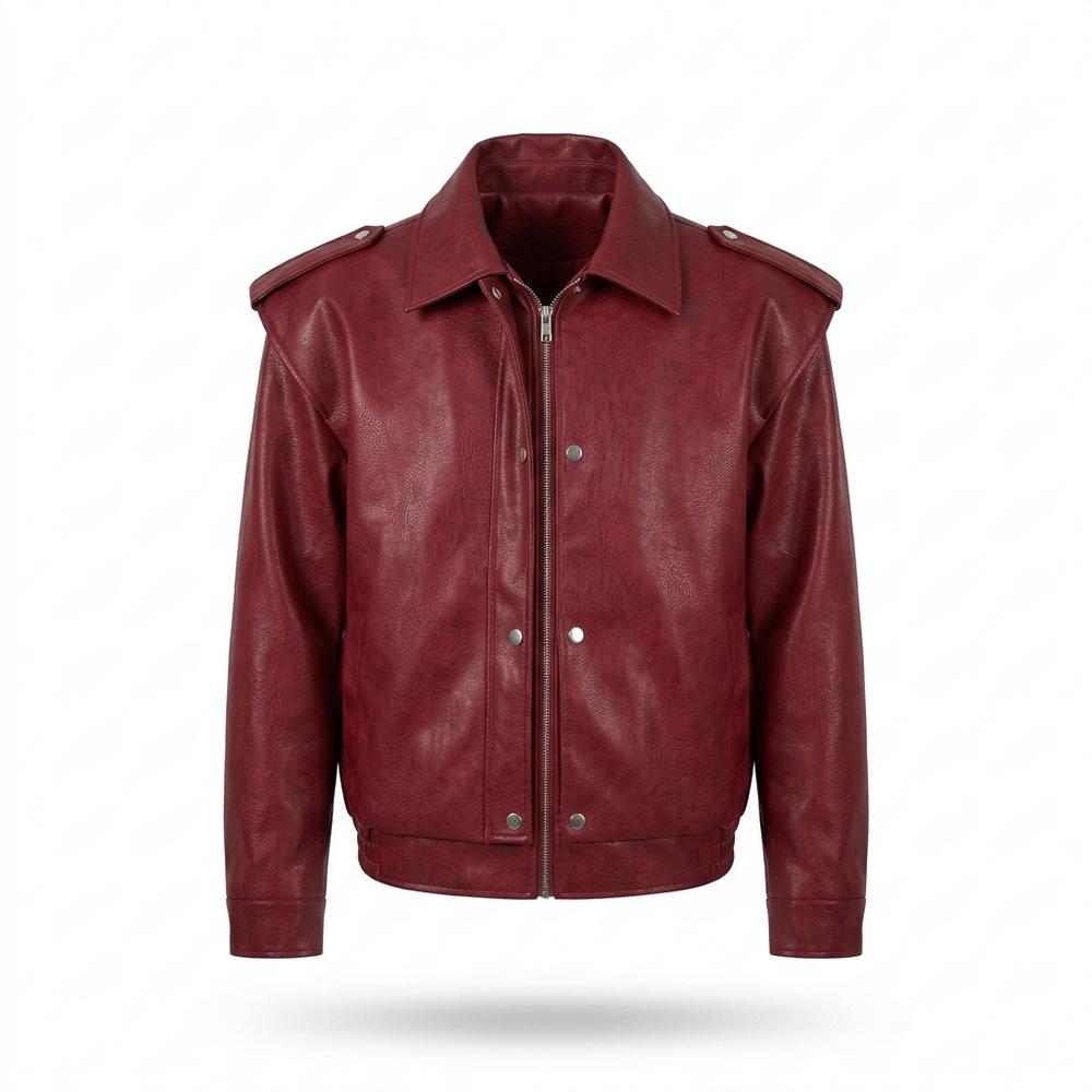 Gentleman Code - Cower | Glatte Geknöpfte Lederjacke Herren