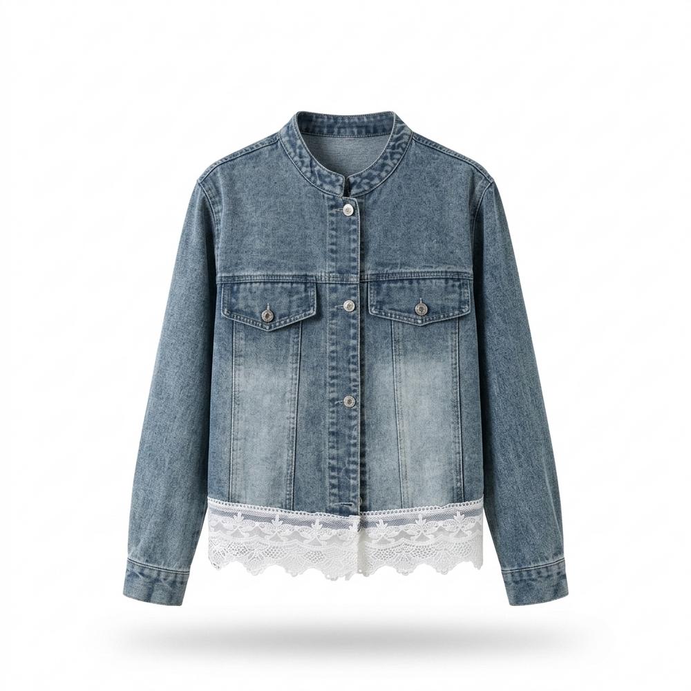 Gentleman Code - Vafer | Kragenlos Spitzenbesetzt Jacke Damen