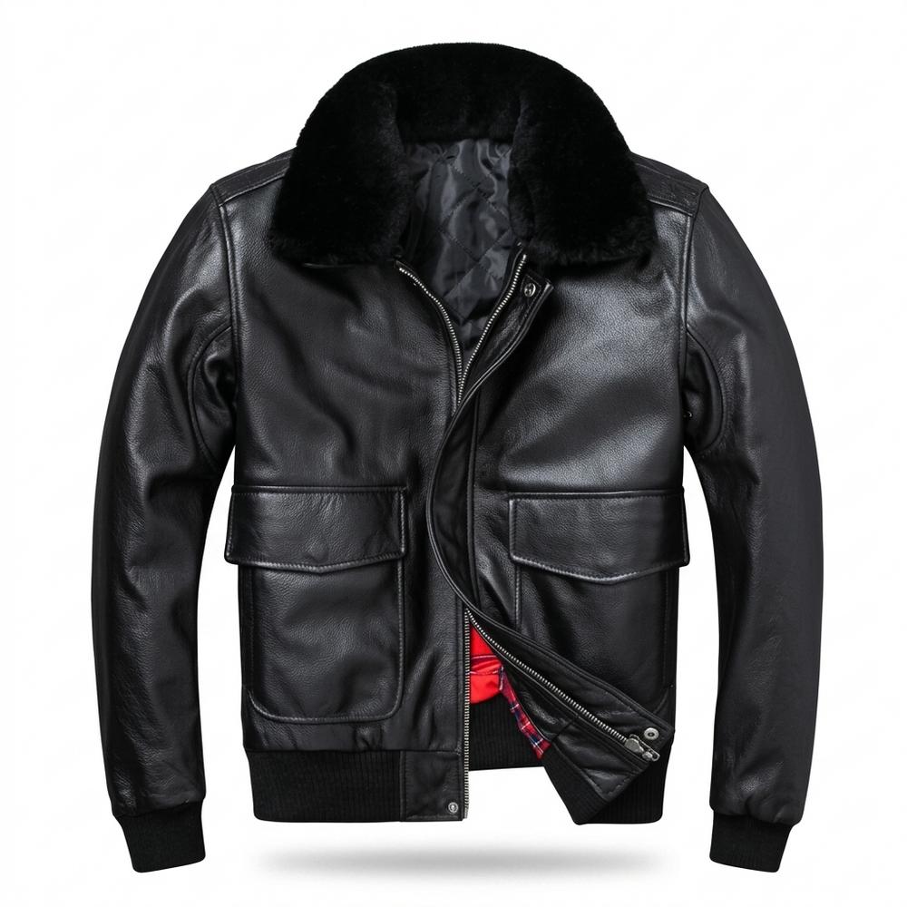 Gentleman Code - Vivan | Gefüttert Fellkragen Lederjacke Herren