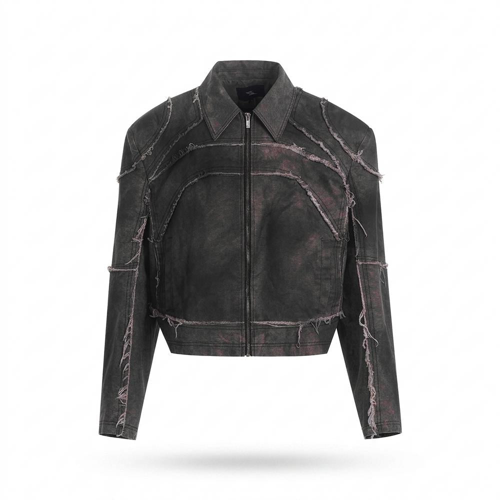 Gentleman Code - Zuhut | Dekonstruiert Kurzgeschnitten Lederjacke Unisex