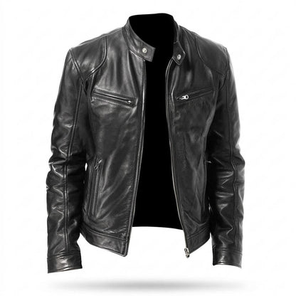 Gentleman Code - Misud | Strukturiert Figurbetont Lederjacke Herren