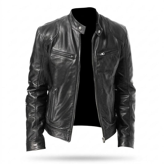 Gentleman Code - Misud | Strukturiert Figurbetont Lederjacke Herren