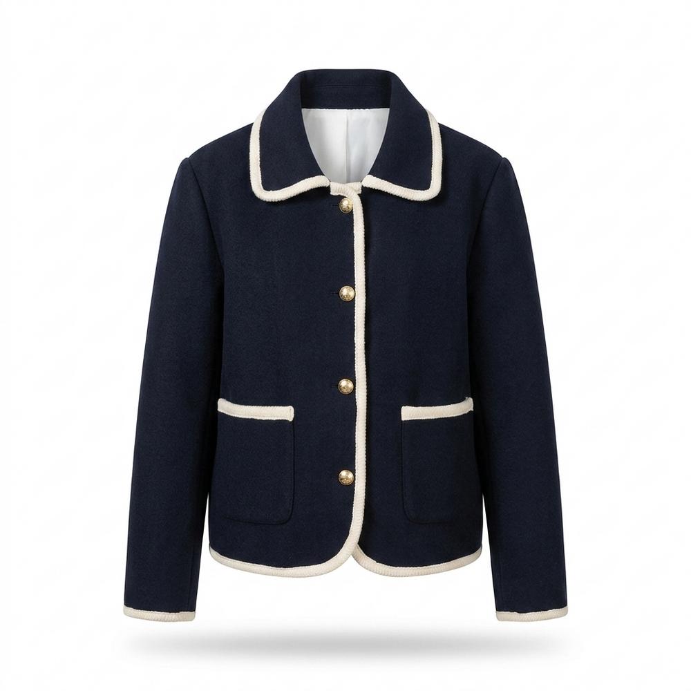 Gentleman Code - Mepit | Kontrastfarben Geknöpft Jacke Damen