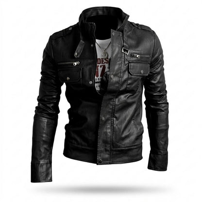 Gentleman Code - Magar | Körperbetont Strukturiert Lederjacke Herren