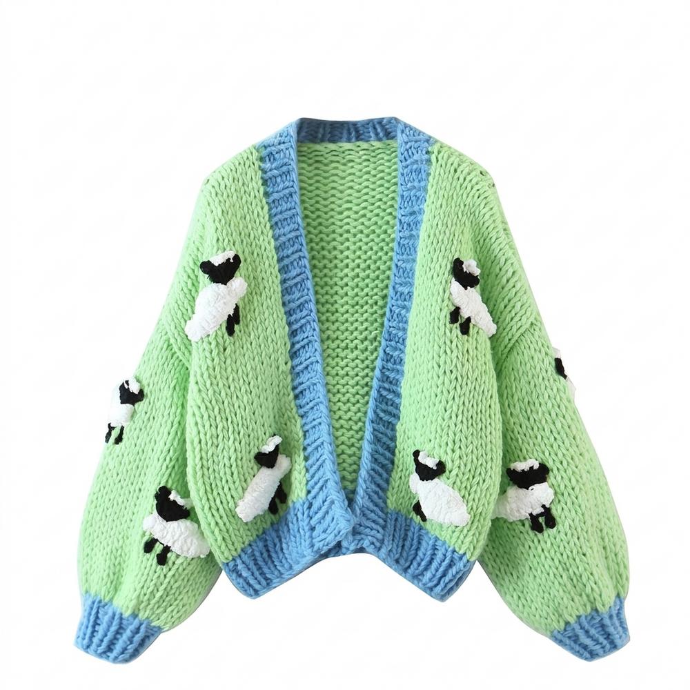 Gentleman Code - Vowak | Grobmaschiger Applizierter Cardigan Damen