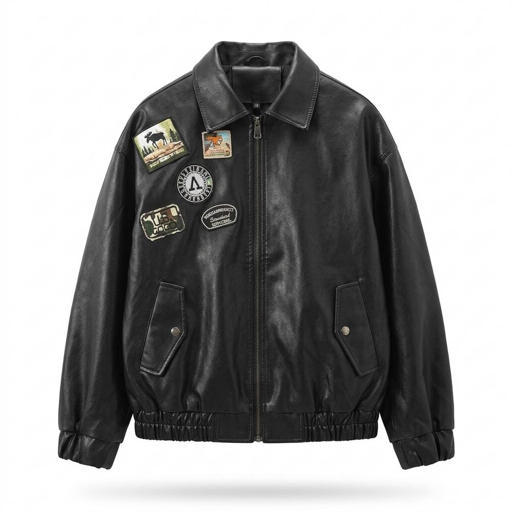 Gentleman Code - Mitin | Bestickt Glatt Lederjacke Herren