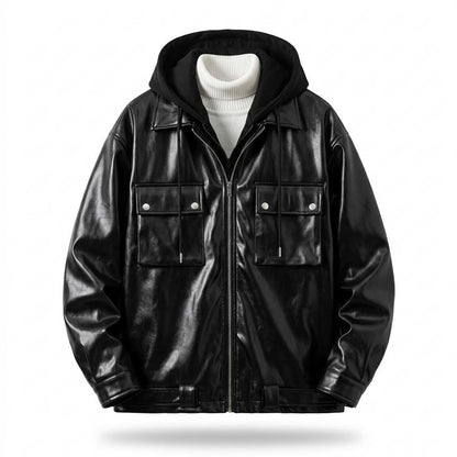 Gentleman Code - Lutot | Gefütterte Weit Geschnittene Lederjacke Herren