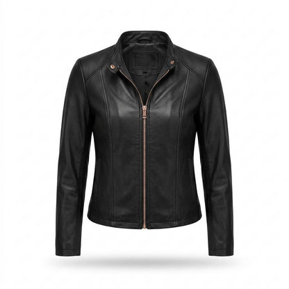 Gentleman Code - Tewuv | Kragenlos Tailliert Lederjacke Damen