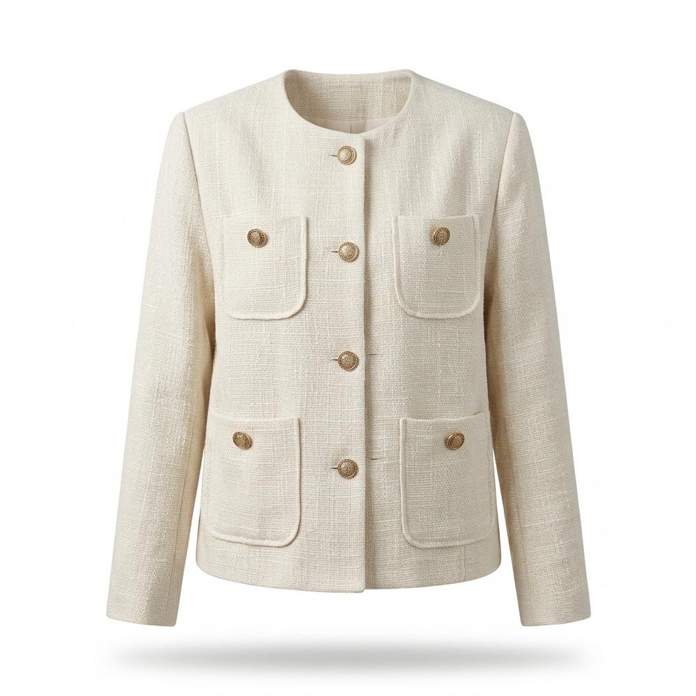 Gentleman Code - Cifid | Strukturiert Kragenlos Jacke Damen