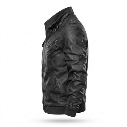 Gentleman Code - Vinar | Gefüttert Tailliert Lederjacke Herren