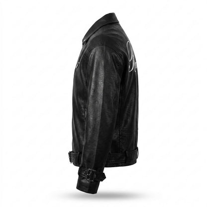 Gentleman Code - Kuzev | Gegürtelt Genarbt Lederjacke Herren
