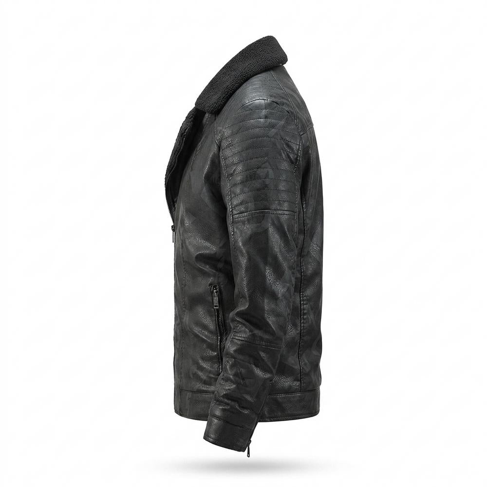 Gentleman Code - Tadol | Gefütterte Strukturierte Lederjacke Herren