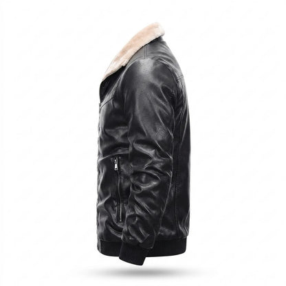 Gentleman Code - Sosam | Gefütterte Gekrispelte Lederjacke Herren
