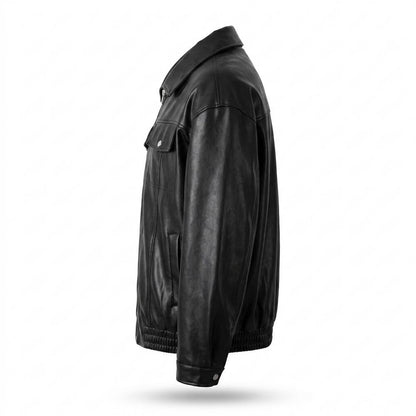 Gentleman Code - Domem | Weite Glatte Lederjacke Herren