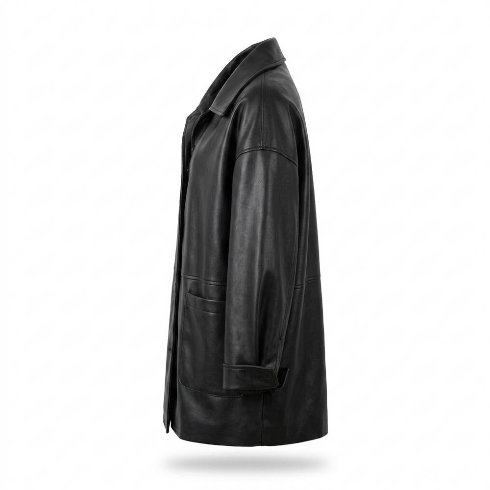 Gentleman Code - Ziget | Locker Geschnittene Geknöpfte Lederjacke Damen