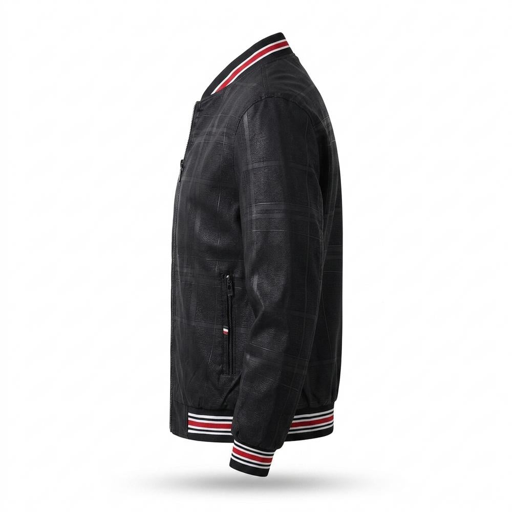 Gentleman Code - Rodom | Karierte Gerippte Lederjacke Herren