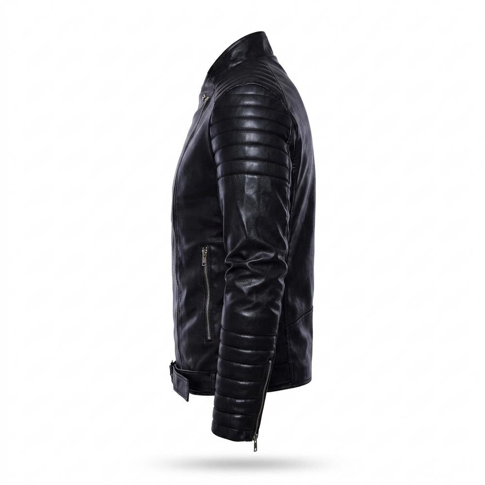 Gentleman Code - Zutat | Asymmetrisch Gesteppt Lederjacke Herren