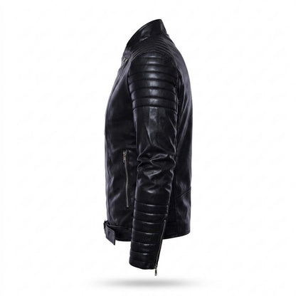 Gentleman Code - Zutat | Asymmetrisch Gesteppt Lederjacke Herren