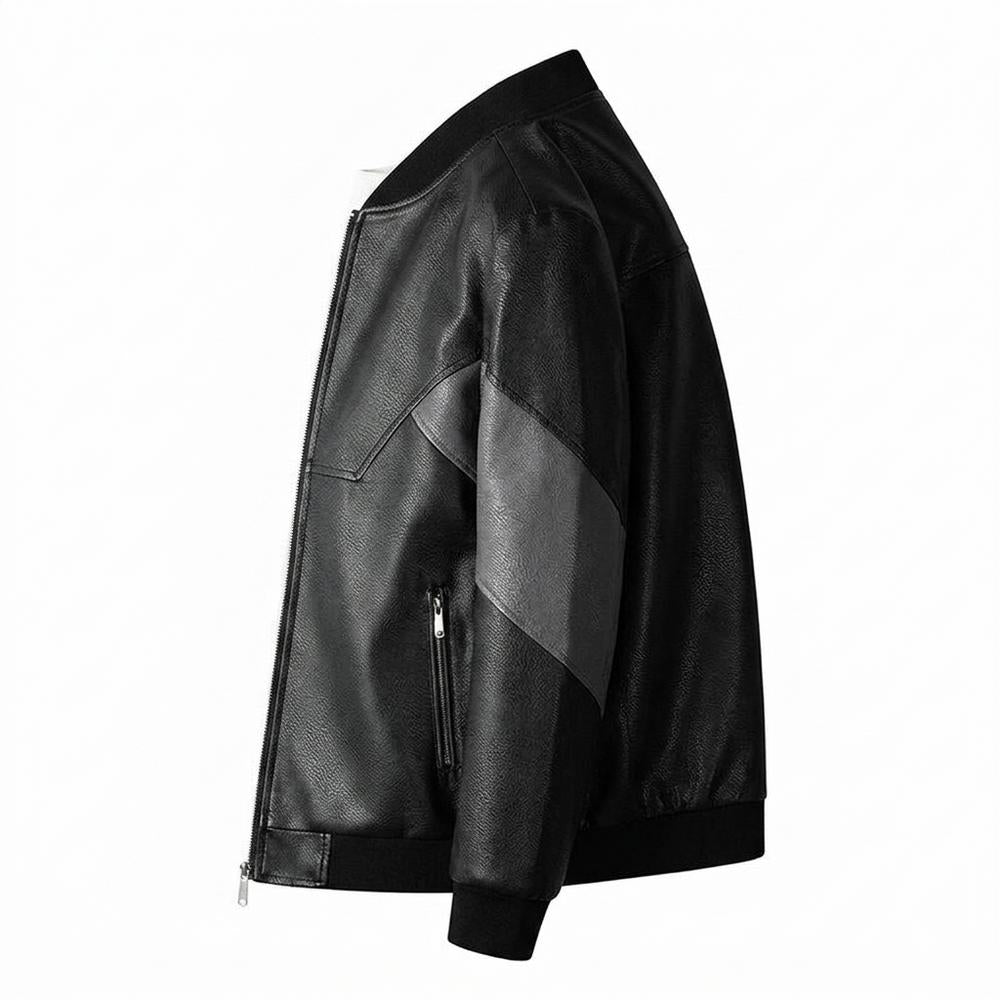Gentleman Code - Nirak | Zweifarbige Strukturierte Lederjacke Herren