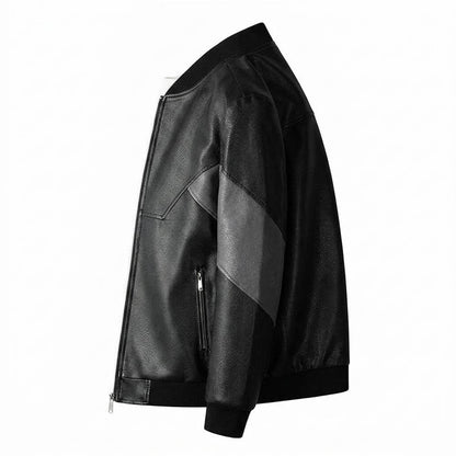 Gentleman Code - Nirak | Zweifarbige Strukturierte Lederjacke Herren