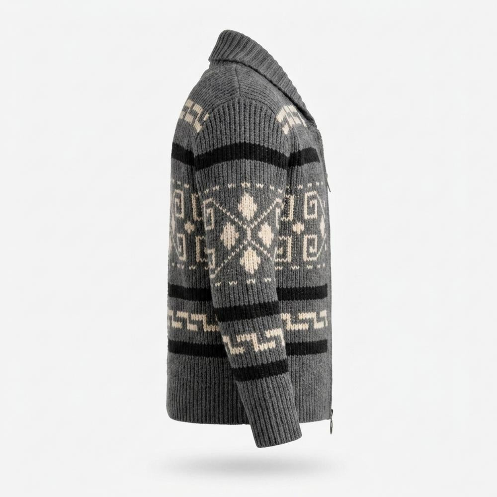 Gentleman Code - Dogem | Gemustert Gestrickt Strickjacke Herren