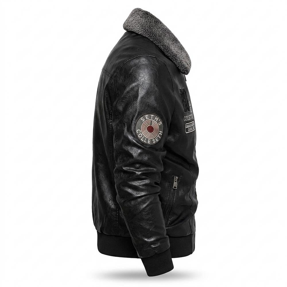 Gentleman Code - Cegek | Gefüttert Bestickt Lederjacke Herren