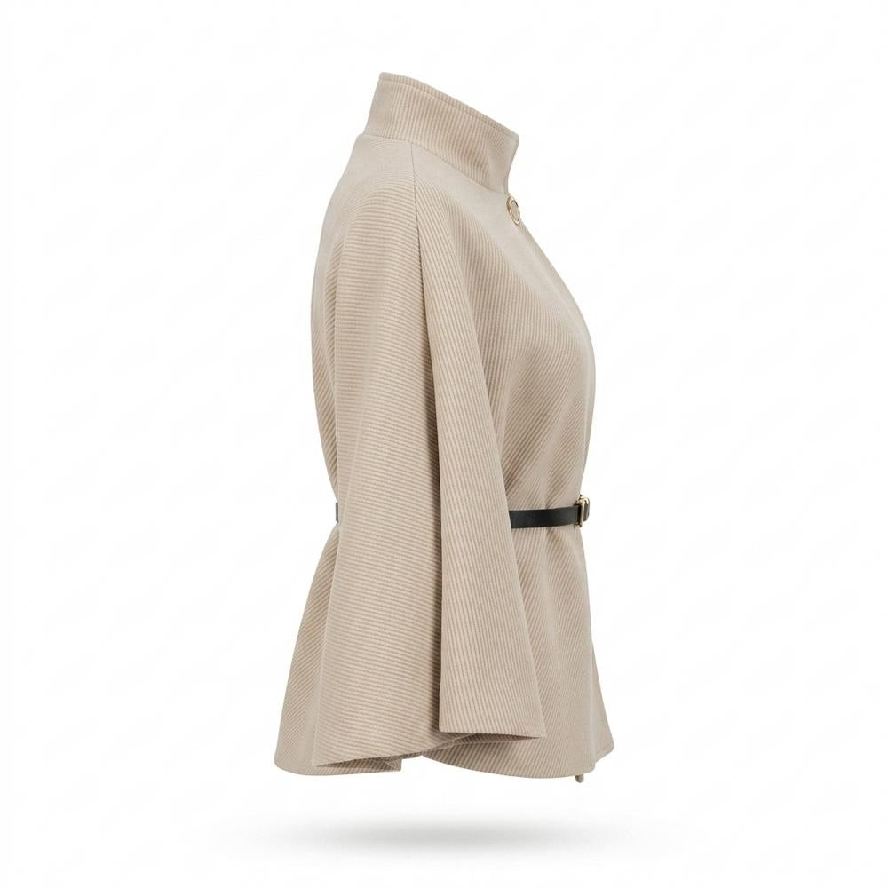 Gentleman Code - Yepav | Hochgeschlossener Gerippter Mantel Damen