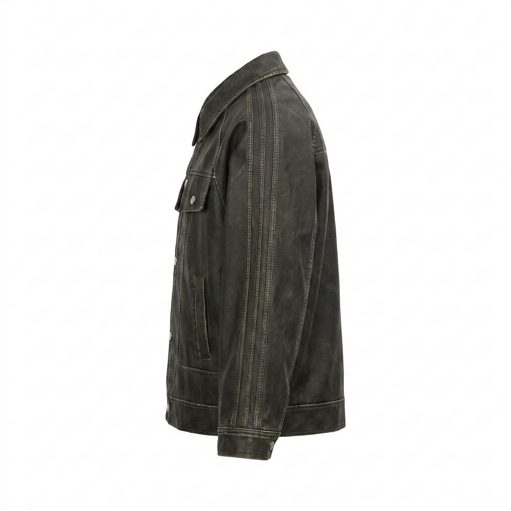Gentleman Code - Vosal | Gewaschene Geknöpfte Lederjacke Unisex