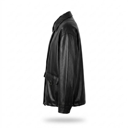 Gentleman Code - Tuwol | Übergroße Glatte Lederjacke Unisex