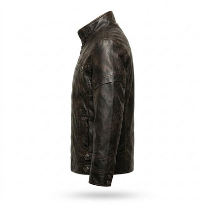 Gentleman Code - Mefiv | Strukturiert Mit Stehkragen Lederjacke Herren